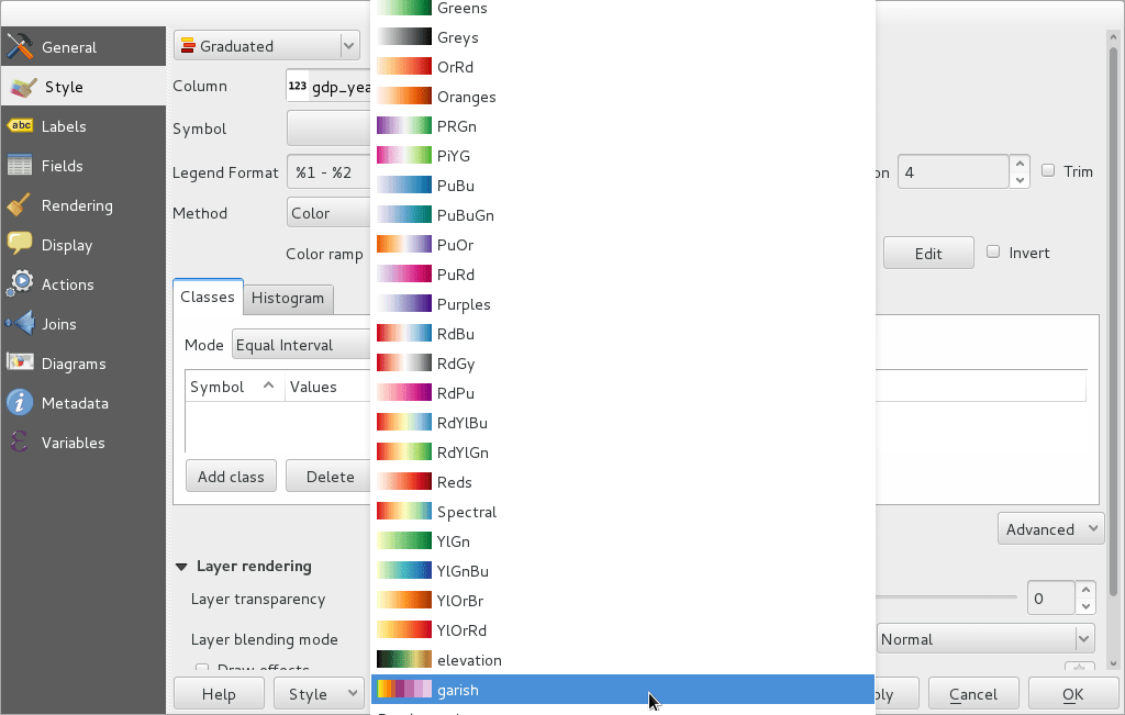 Rampa de color en QGIS SistemeIG