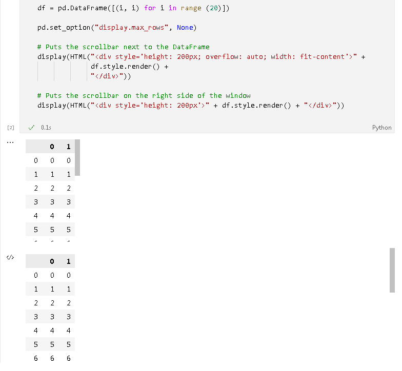 python Pandas DataFrame Table Vertical Scrollbars Stack Overflow