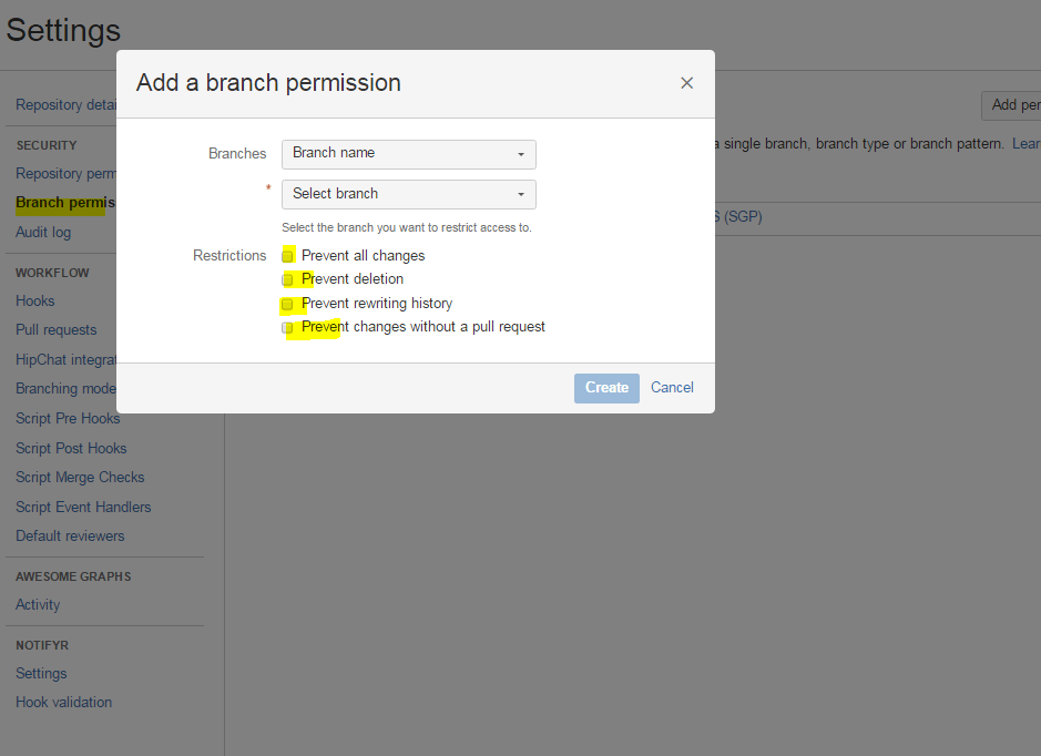 A way to restrict Git branch access? Gang of Coders