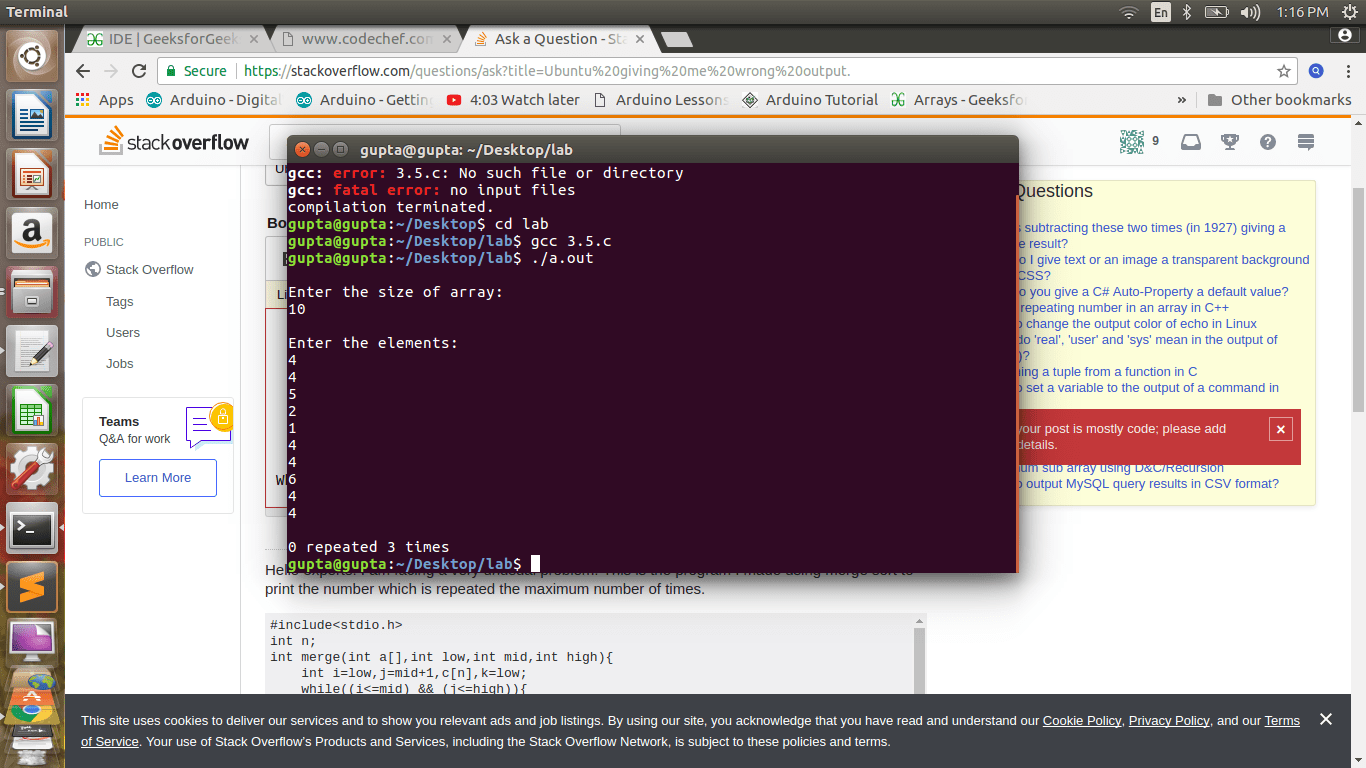 c Ubuntu giving me wrong output Stack Overflow