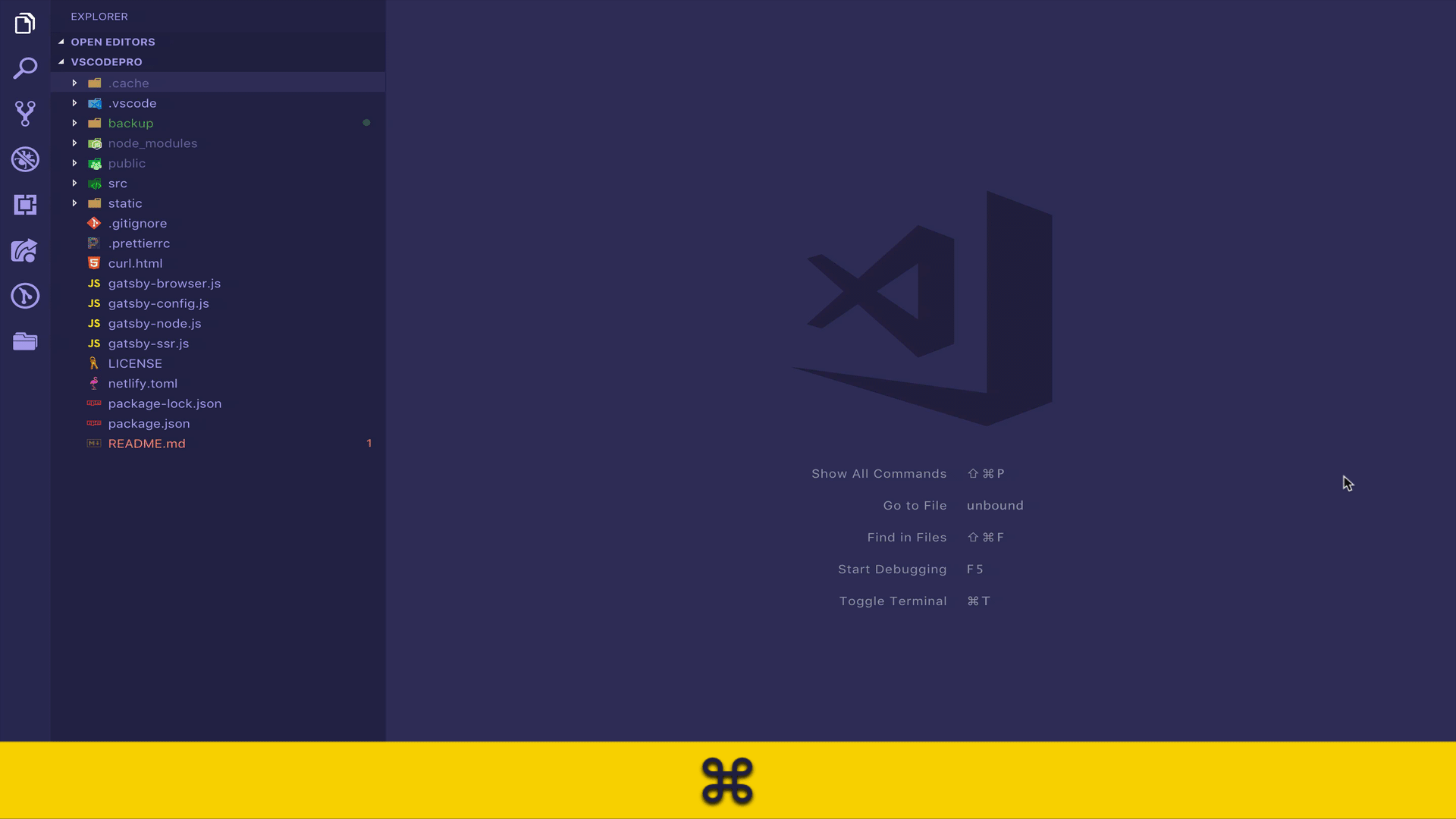 VSCode keybinding to hide Explorer