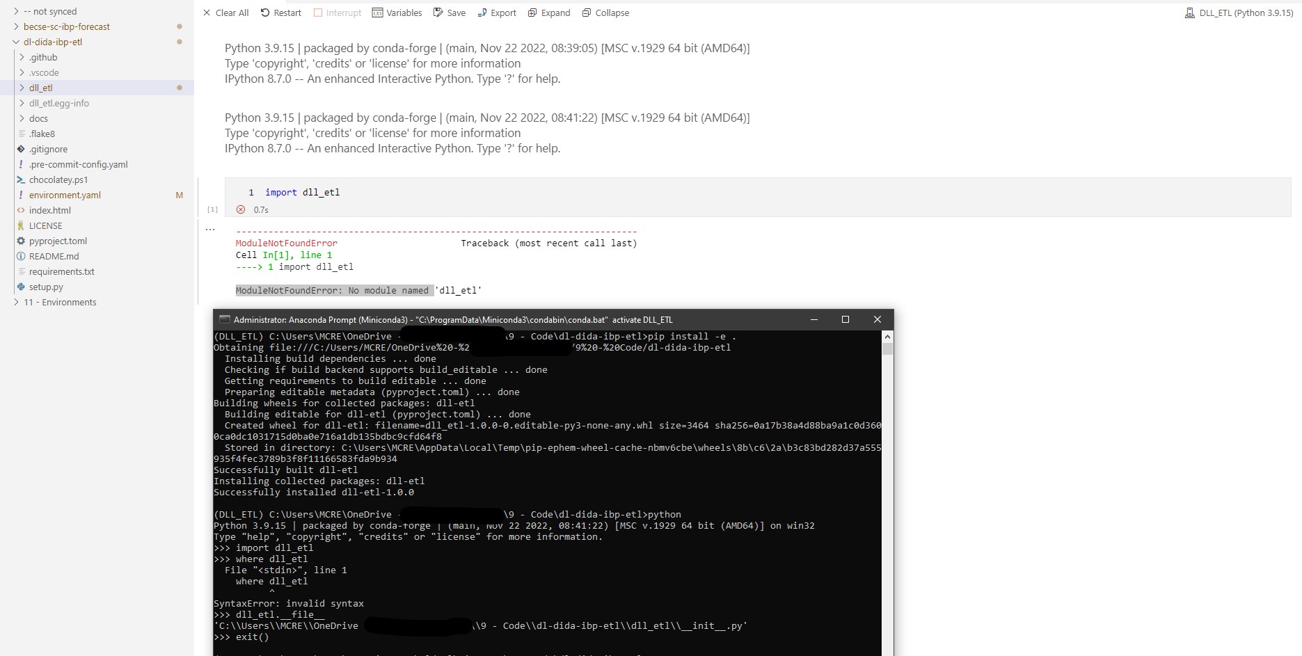 conda Editable module ModuleNotFoundError even if installed and