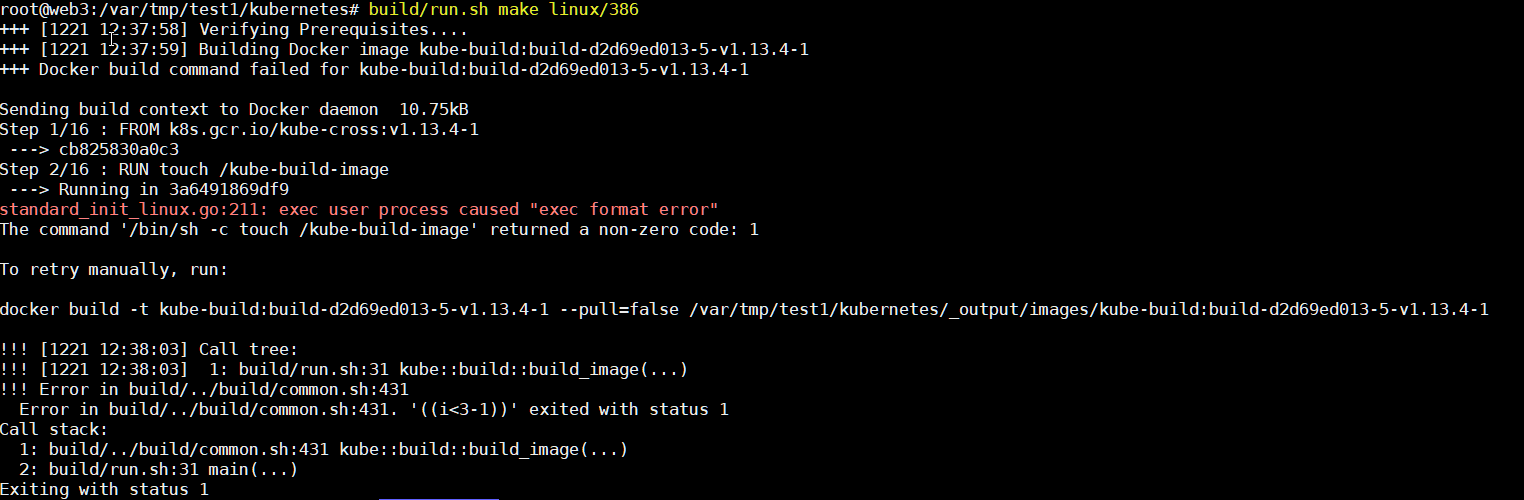 Kubernetes For I386 Can T Find Binaries Can T Compile Compile Errors Stack Overflow