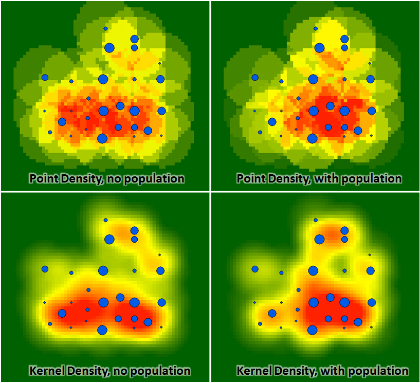 arcgis desktop Kernel vs Point density Geographic Information