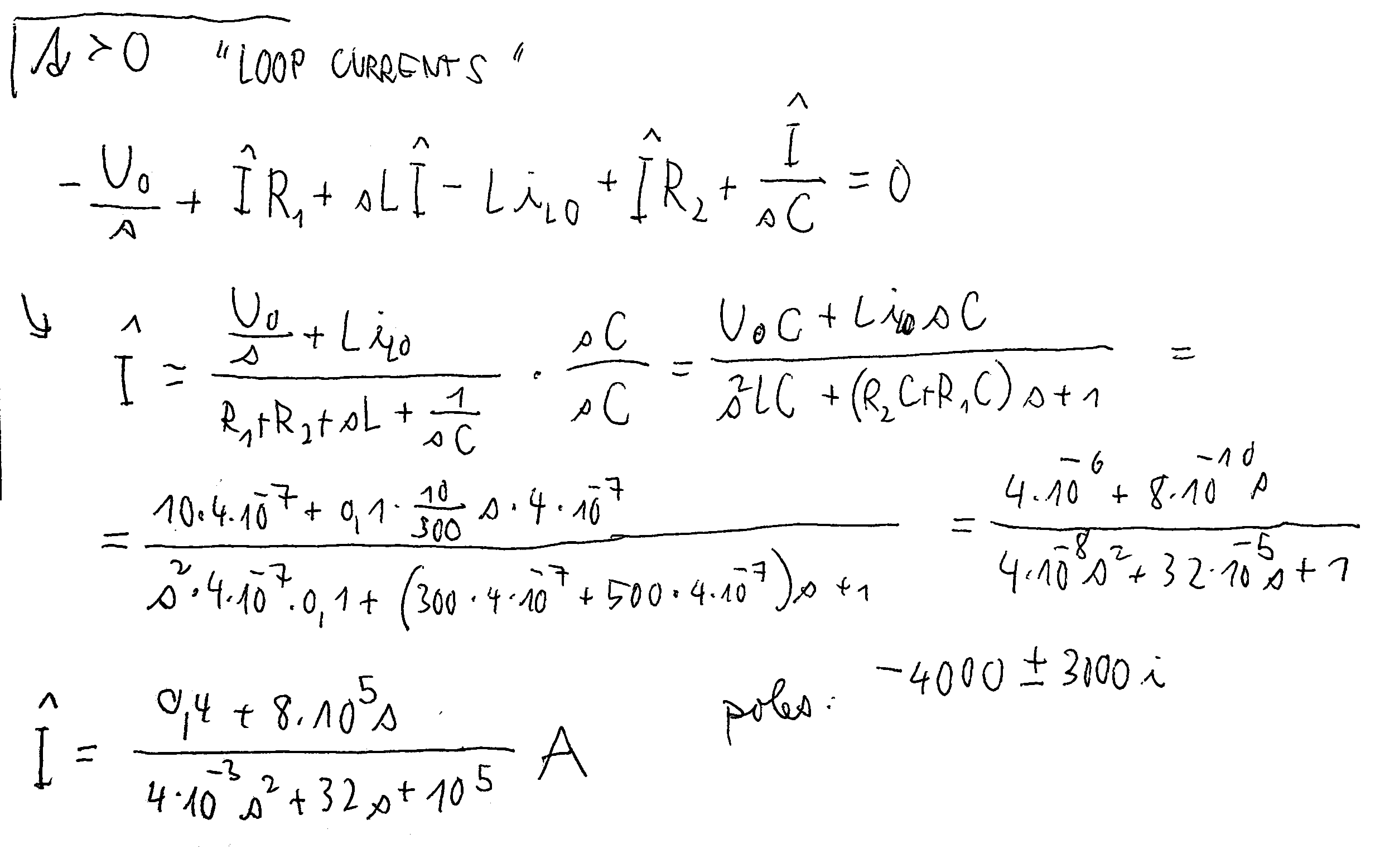 Electronic Solving transient circuit with serial RLC using Laplace