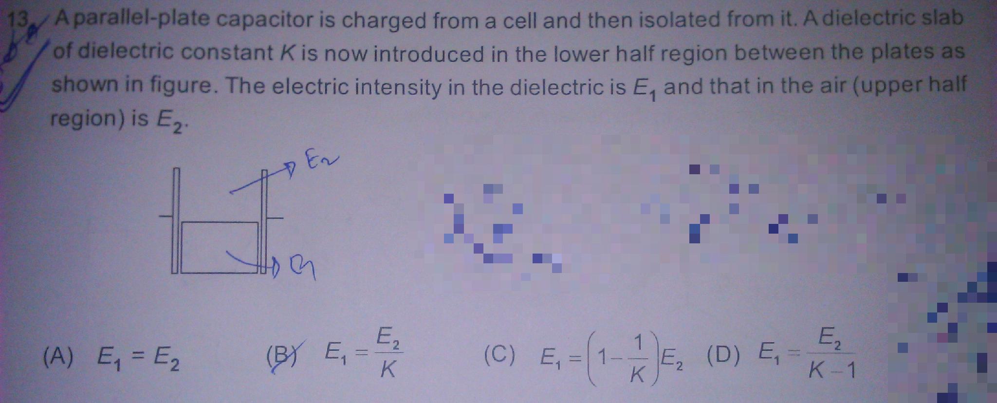 homework and exercises Electric field intensity in a dielectric