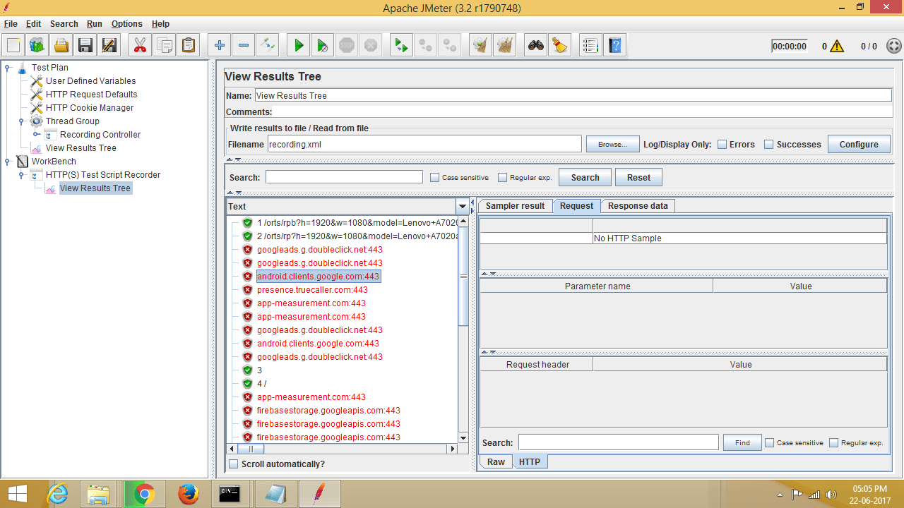 performance Getting error in JMeter while testing with