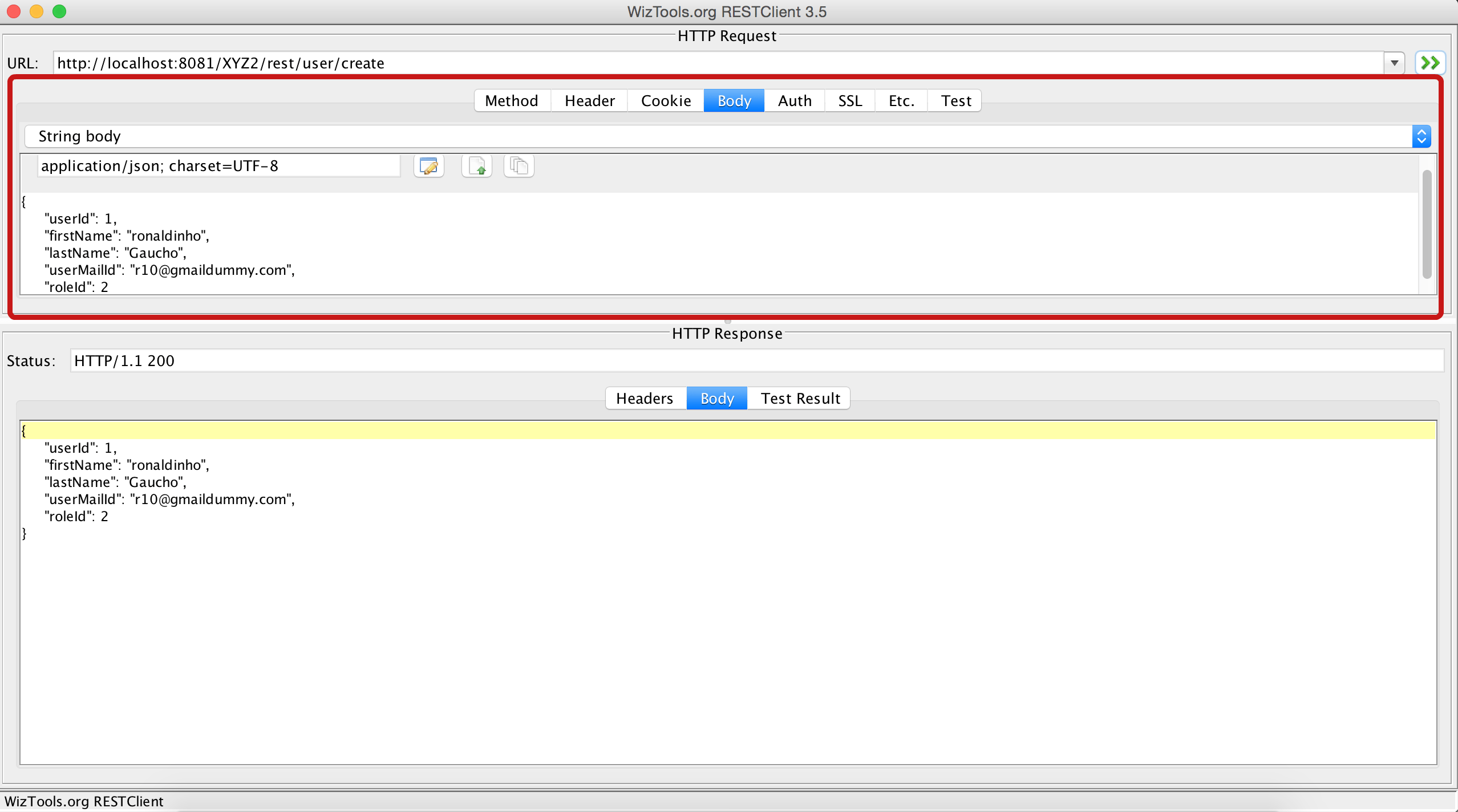 java How to pass input parameters using rest client in spring restful