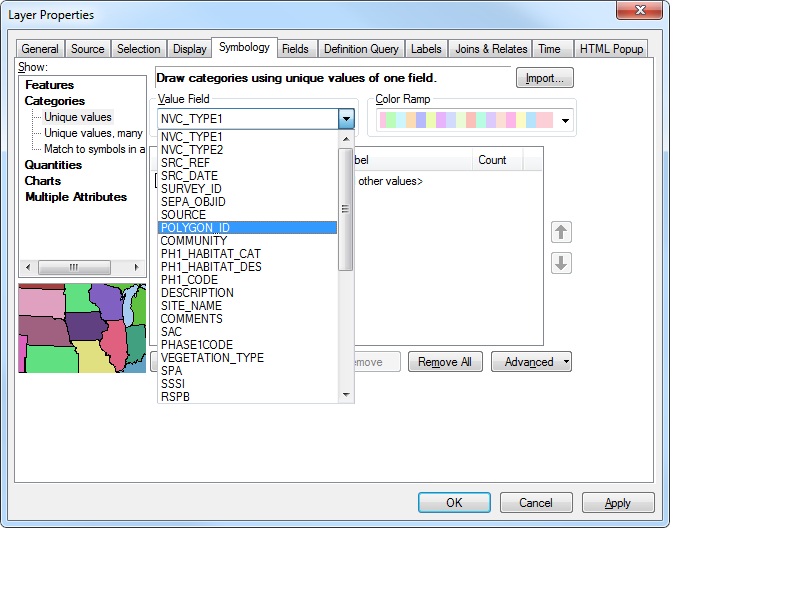 arcgis desktop Symbology tab in Layer properties Geographic