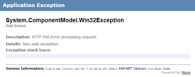 fastcgimonoserver4 or xsp4 Wait timeout (System