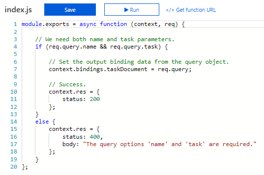 node.js Problem using Azure Functions and Azure Cosmos
