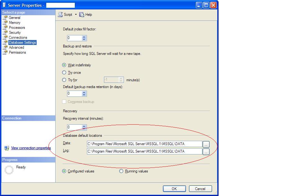 sql server 2008 setting default location for mdf/ldf Stack Overflow