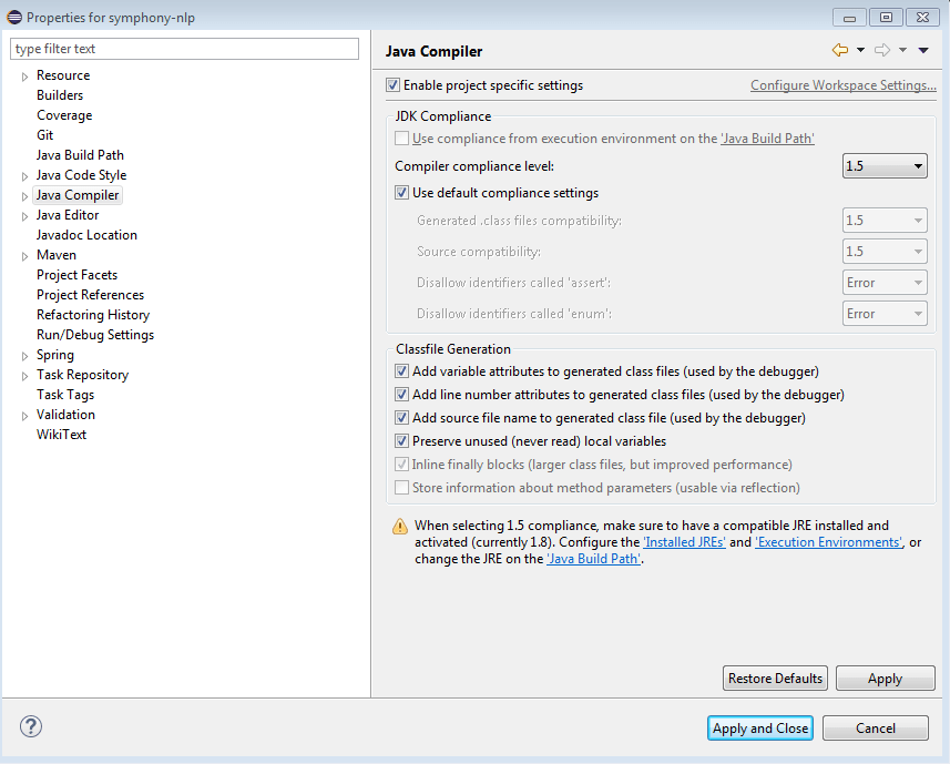 eclipse maven java compiler version set to older version