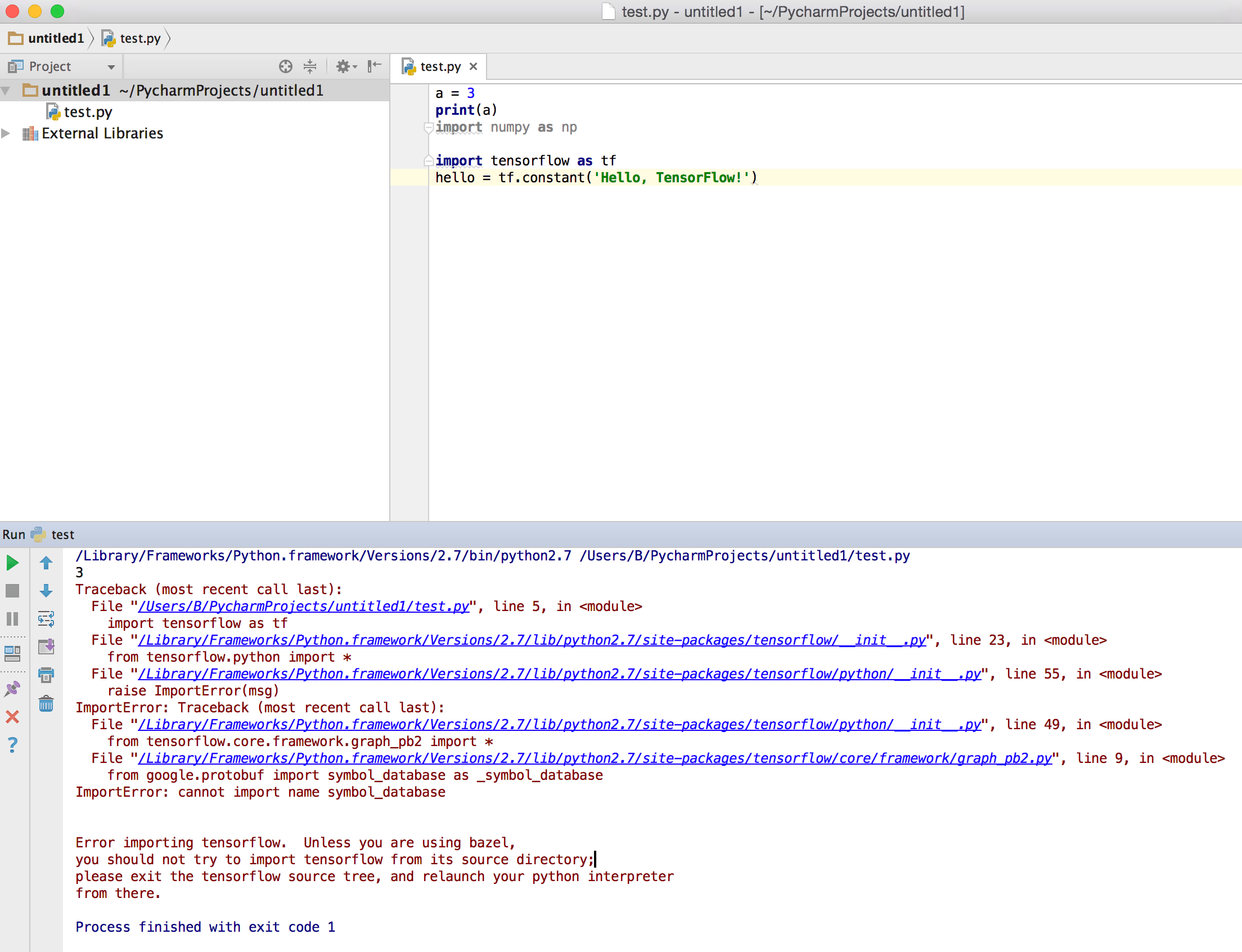 python Tensorflow import error on Pycharm (Mac) Stack Overflow