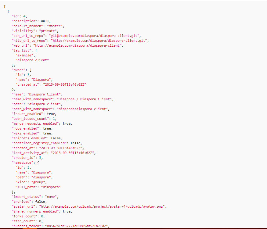 How can I pull the list a user's project through Gitlab API by Laravel