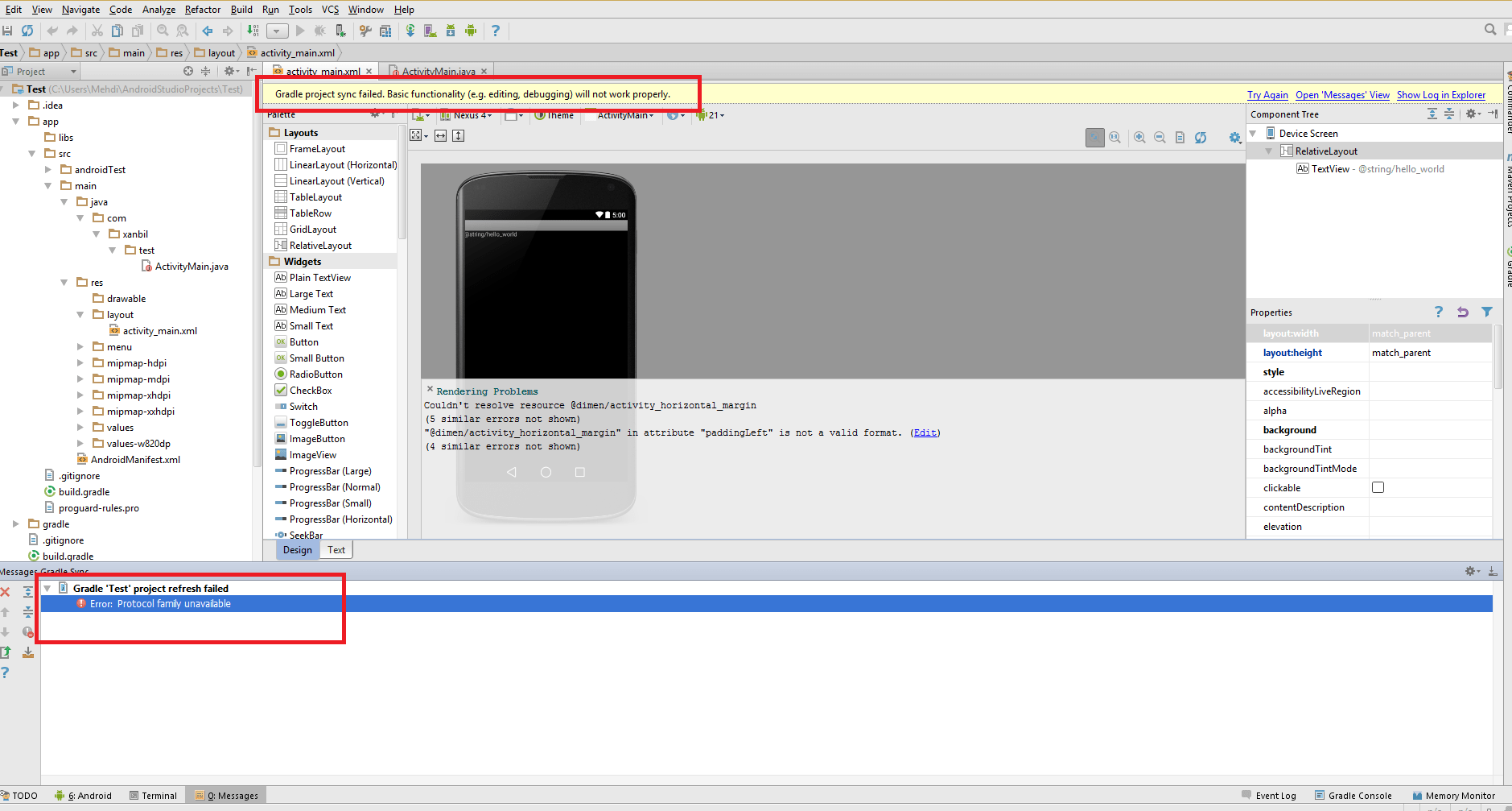 Android Studio Protocol family unavailable error Stack Overflow