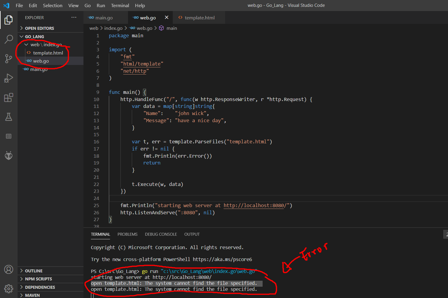 Golang Template Html