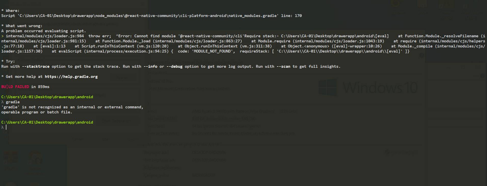 gradle React Native gradlew clean commant is not working