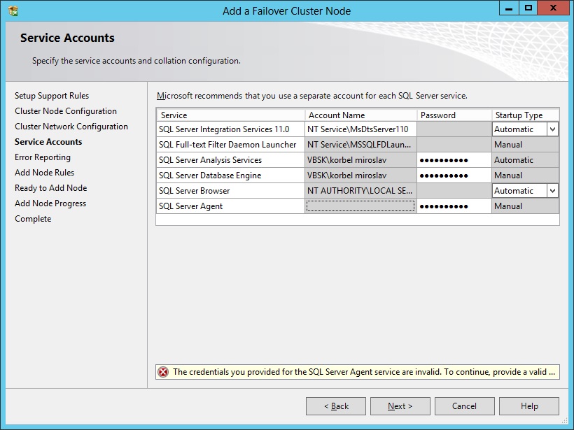 Problem adding a new node to a SQL Server 2012 Failover Cluster
