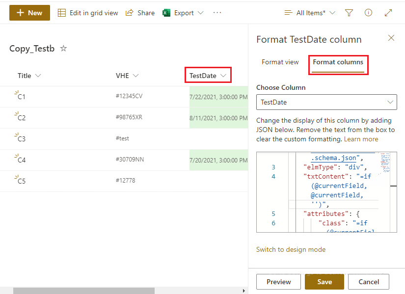 sharepoint online Format column using JSON SharePoint Stack Exchange