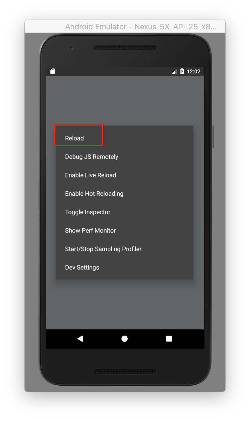 How to reload in the default Android emulator for react