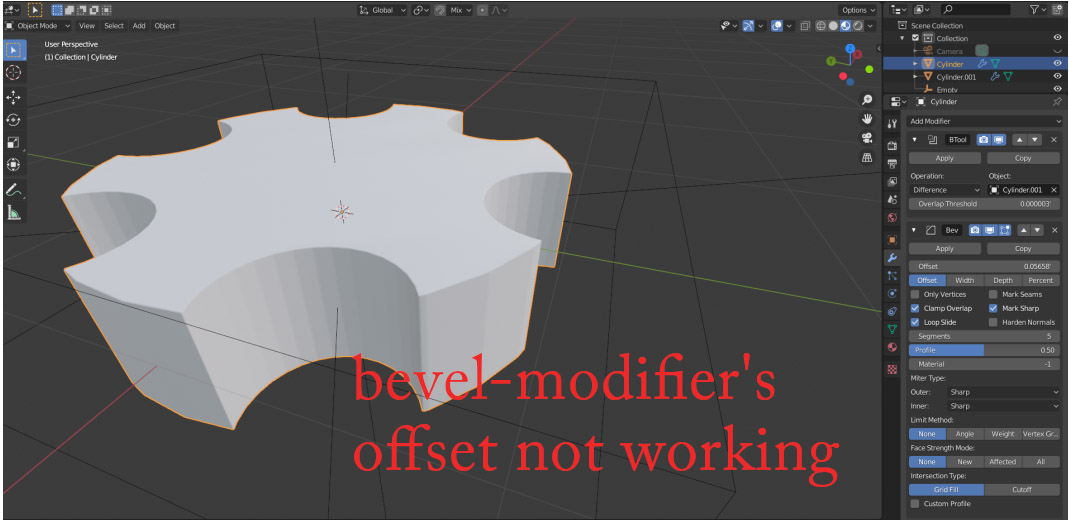modeling why bevel modifiers offset is not working properly with