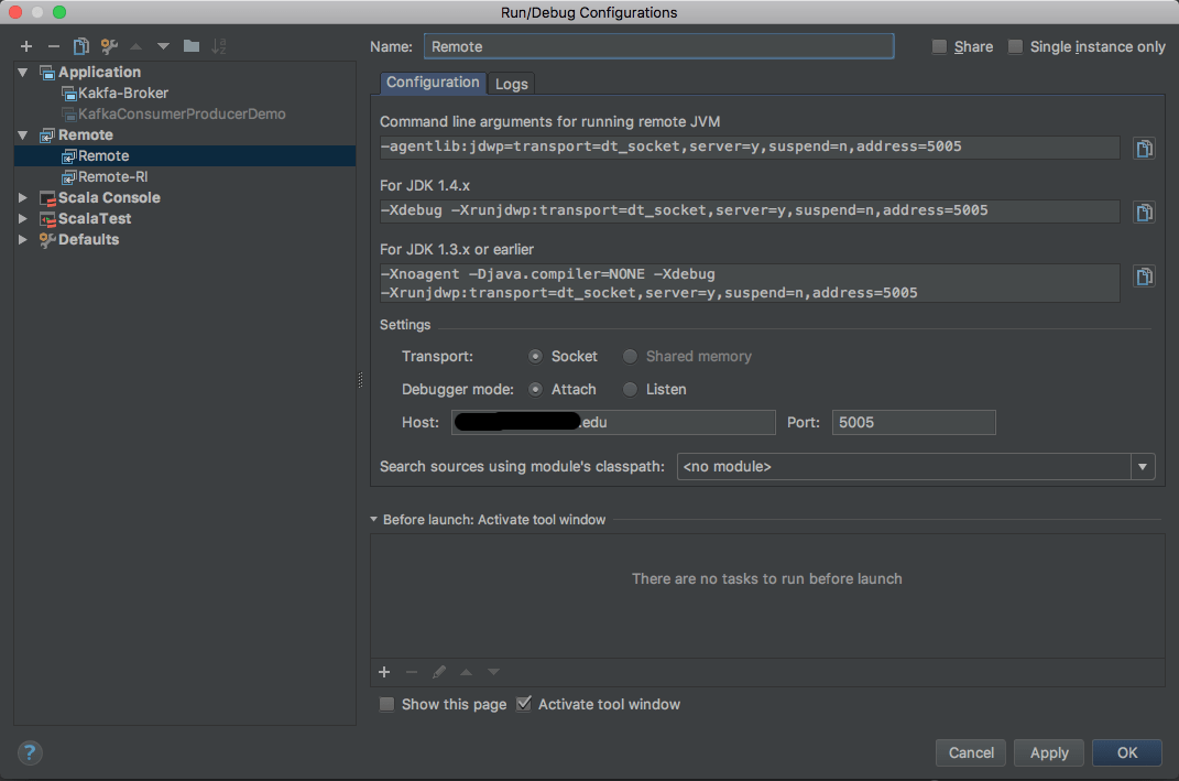 java Debugging IntelliJ can not connect to debug enabled JVM on a