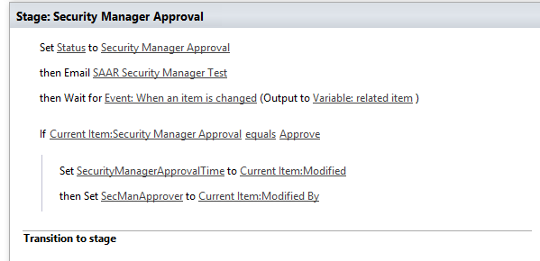 sharepoint designer What condition/action add to workflow so it sends