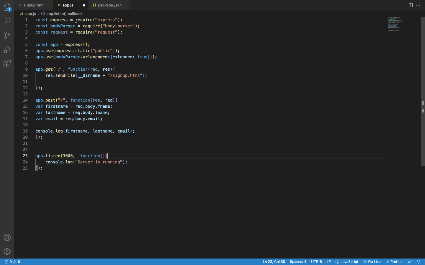 node.js TypeError Cannot read properties of undefined (reading 'fname') Stack Overflow