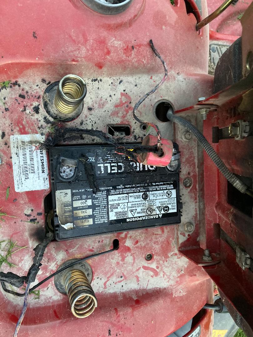 Cause and fix for craftsman lawnmower catching on fire near battery