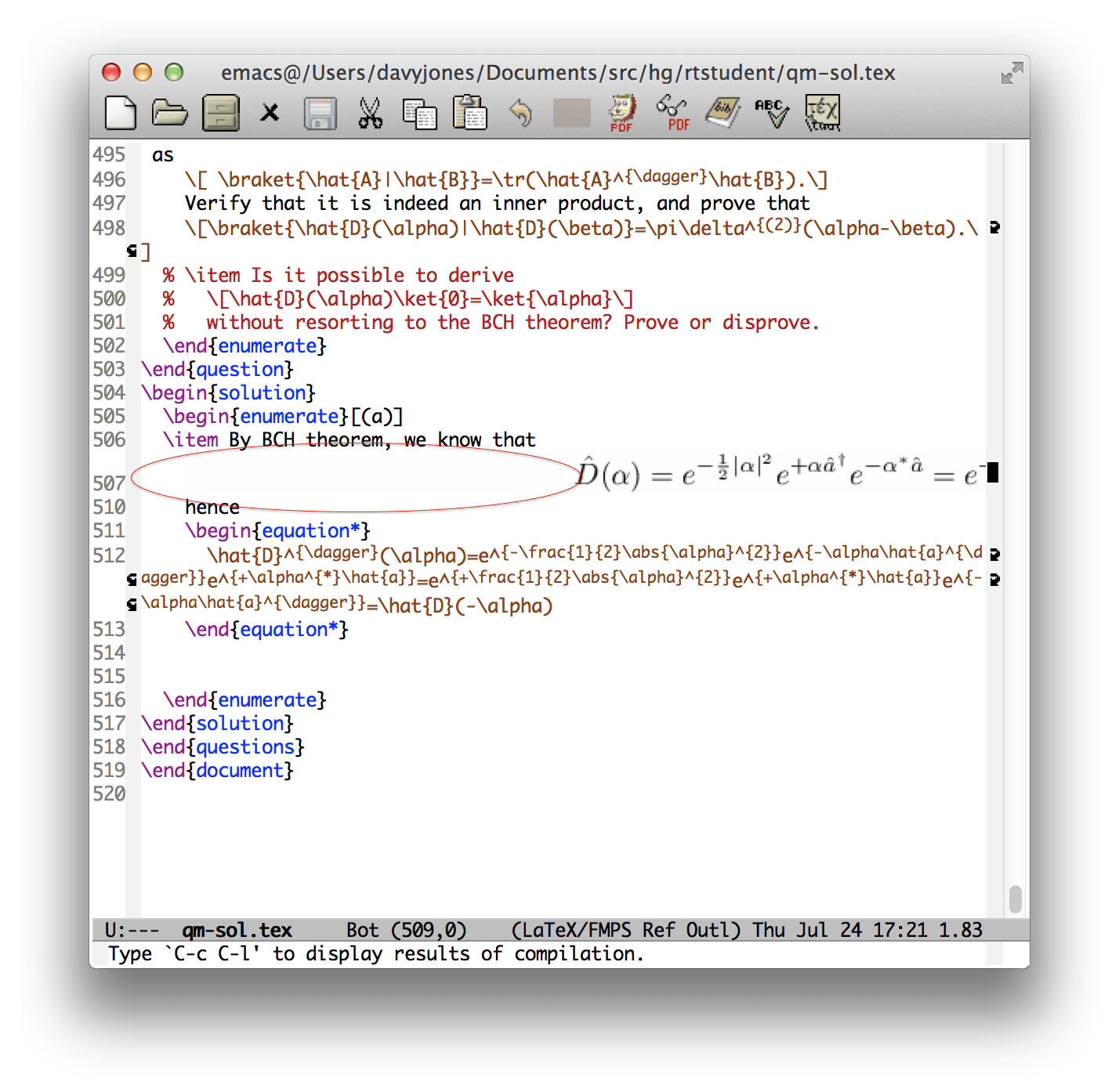 emacs how to set previewlatex left indentation on formulas? TeX