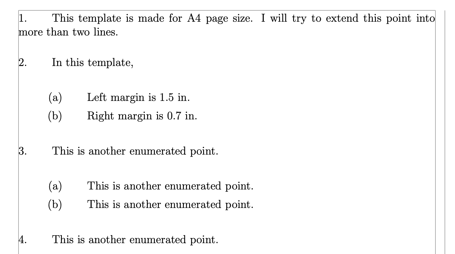 Nested Enumerated list with different left margins in LATEx TeX