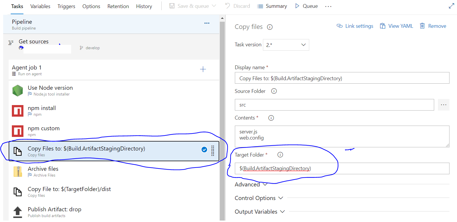 How to copy files to wwwroot directory using copy "Copy Files To azure