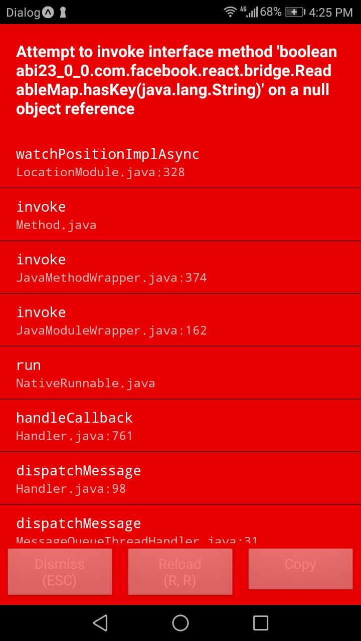 android reactnative geolocation.watchPosition is not