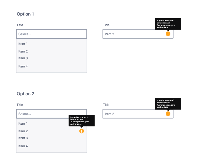 Warning indicator in a select dropdown User Experience Stack Exchange