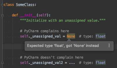 Python Leaving Attribute Unassigned With Ellipsis Or None Type Hint Of Float Stack Overflow
