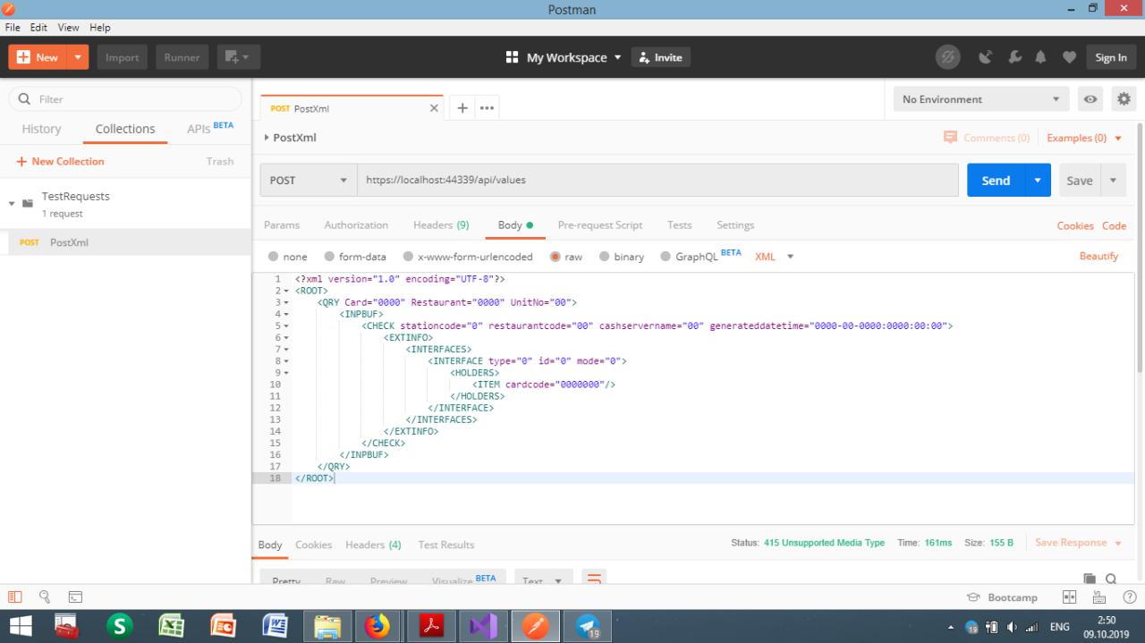 c How to transfer xml file from postman to web api using post method