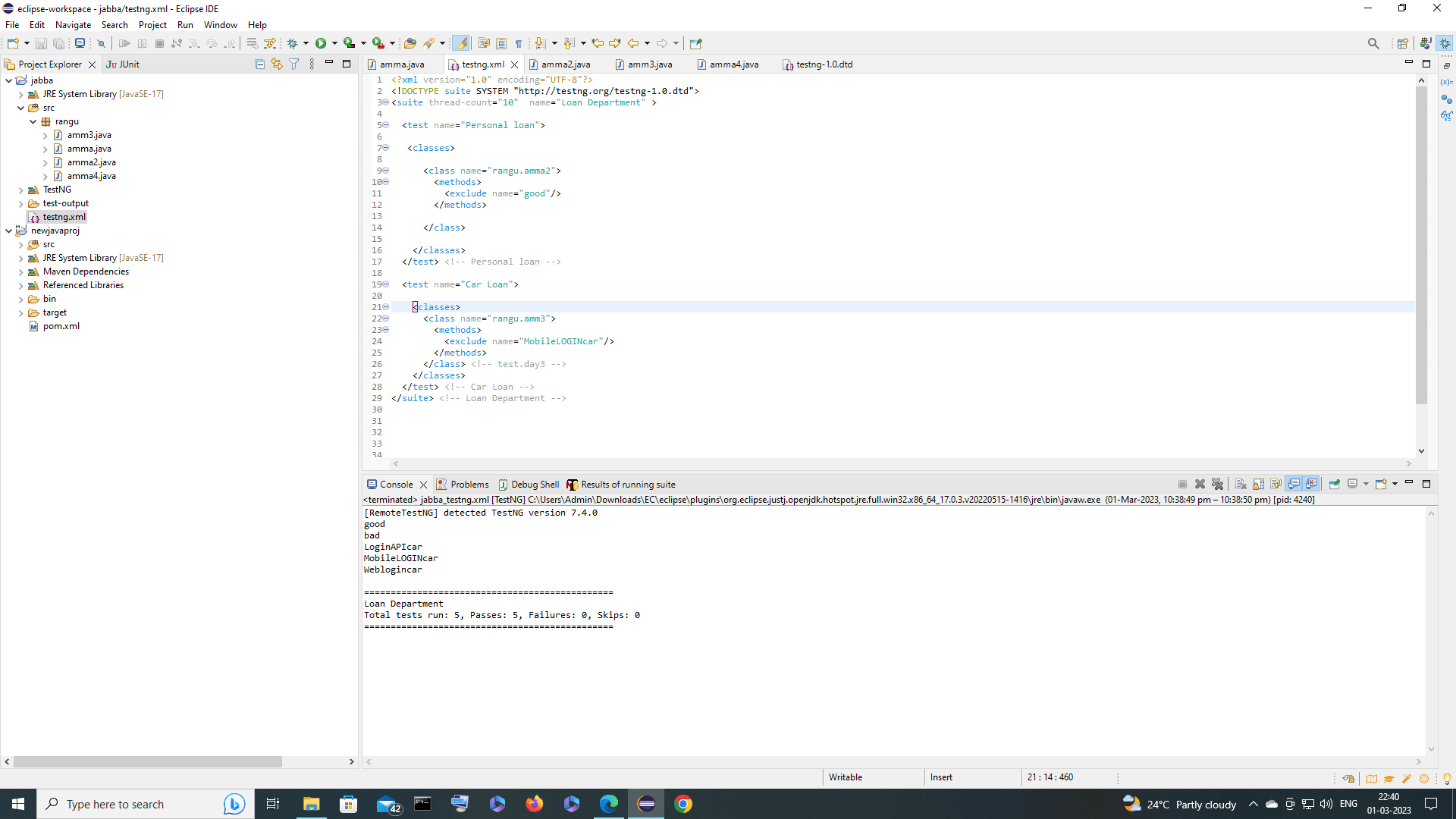 eclipse seleniumtestnginclude and exclude are not working Stack