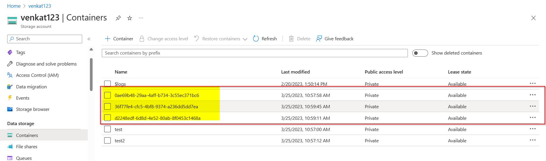Erase blob containers from Azure Storage Accounts with GUID pattern using powershell Stack