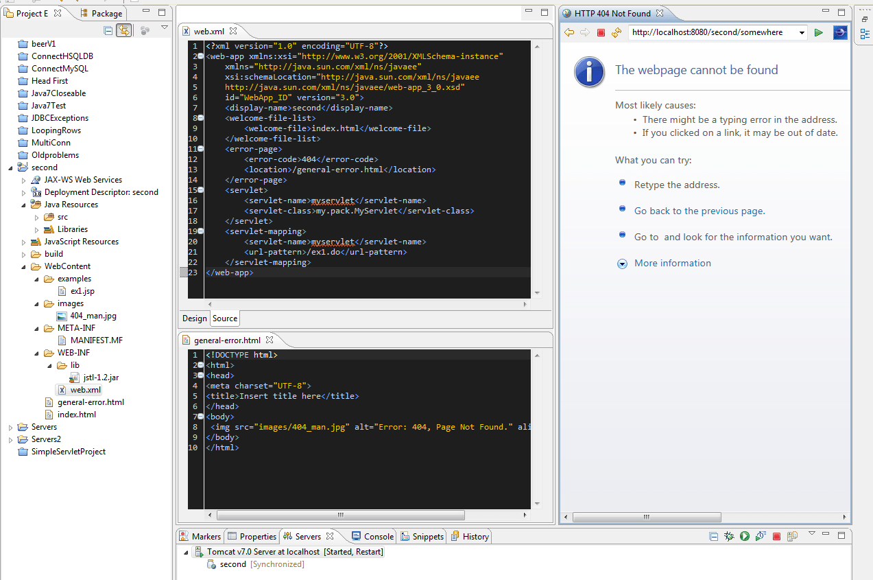 java web.xml custom error page not working Stack Overflow
