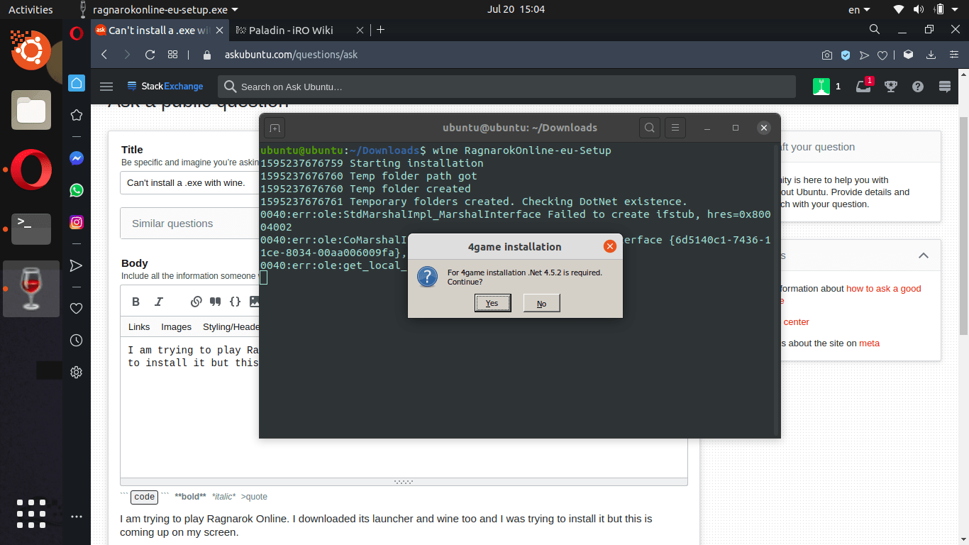 Can't install a .exe with wine Ask Ubuntu