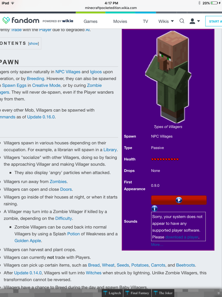 What are villagers type in Minecraft PE? Arqade