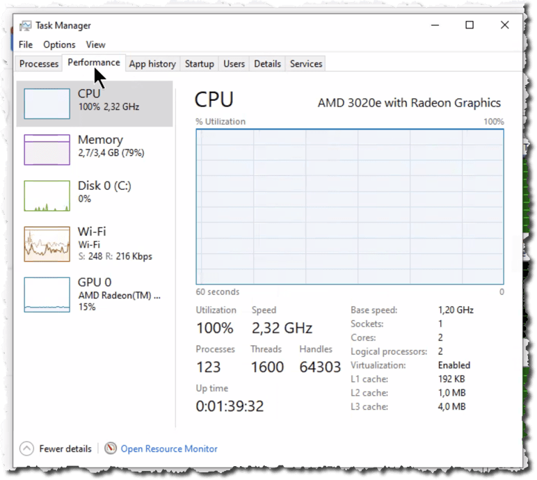 memory Windows computer with contradictory CPU readings