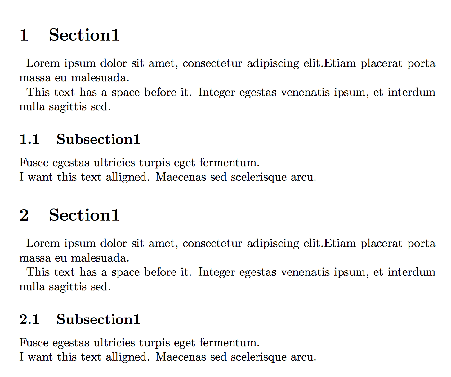 sectioning How to indent section and subsection differently TeX