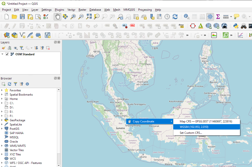 How to interactively get the coordinates of a point in QGIS