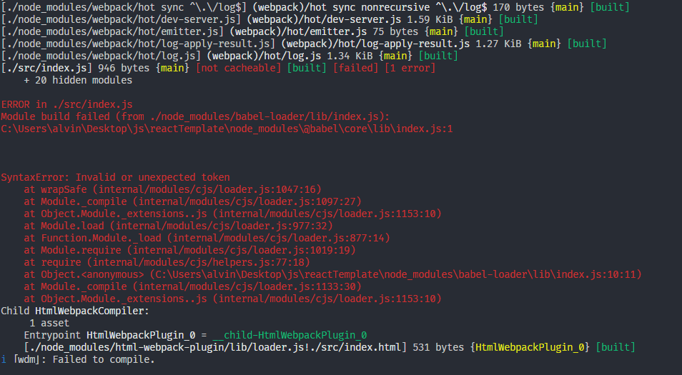 reactjs webpack with babel showing error Module build failed (from