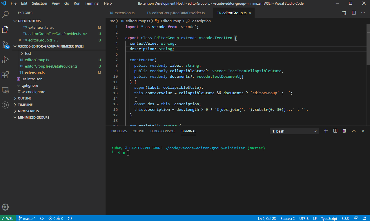 visual studio code VSCode extension Save and restore tab groups