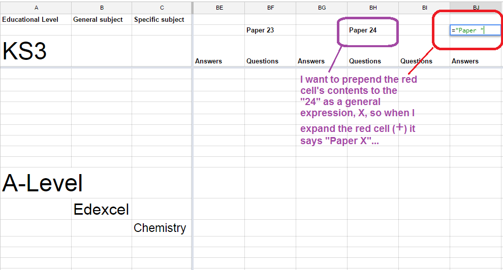 googlesheets — ¿Cómo concateno un literal de cadena de mi celda con