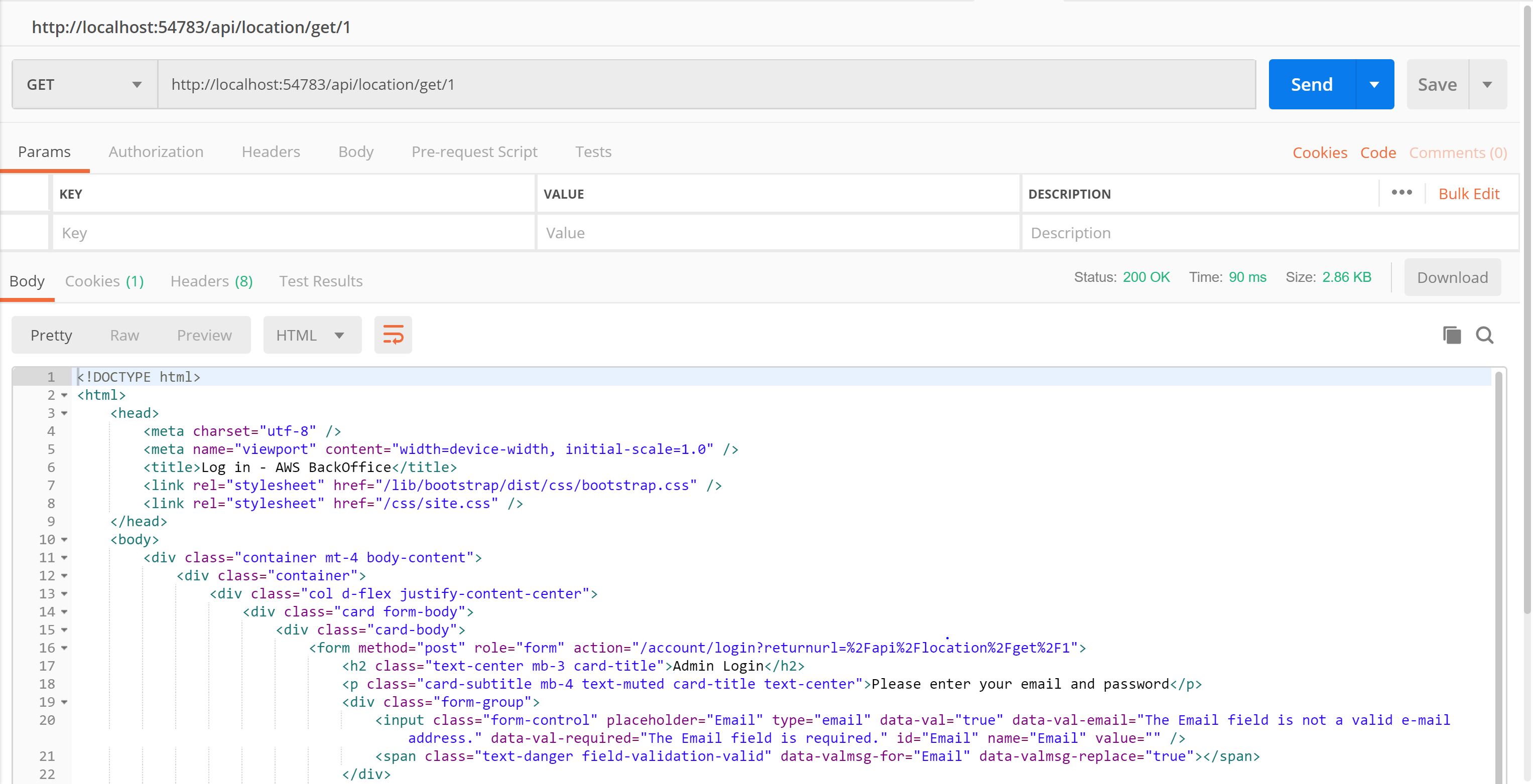 core Application always return a login page on unauthorized