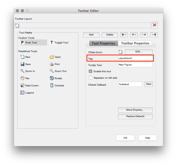 user interface How to call Matlab's Toolbar Event Handlers Stack